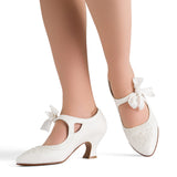 Laurel Beaded Edwardian Shoes (Soft White)