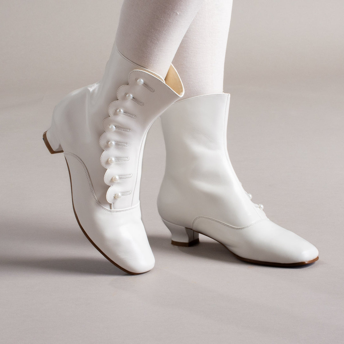 Renoir Victorian Button Boots (Soft Ivory)