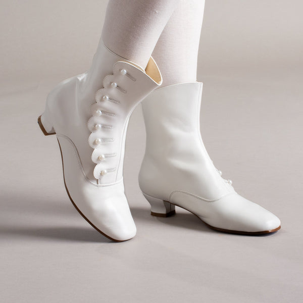 Renoir Victorian Button Boots (Soft Ivory)