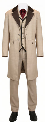 Wooster Three-Piece Frock Suit - Tan Plaid
