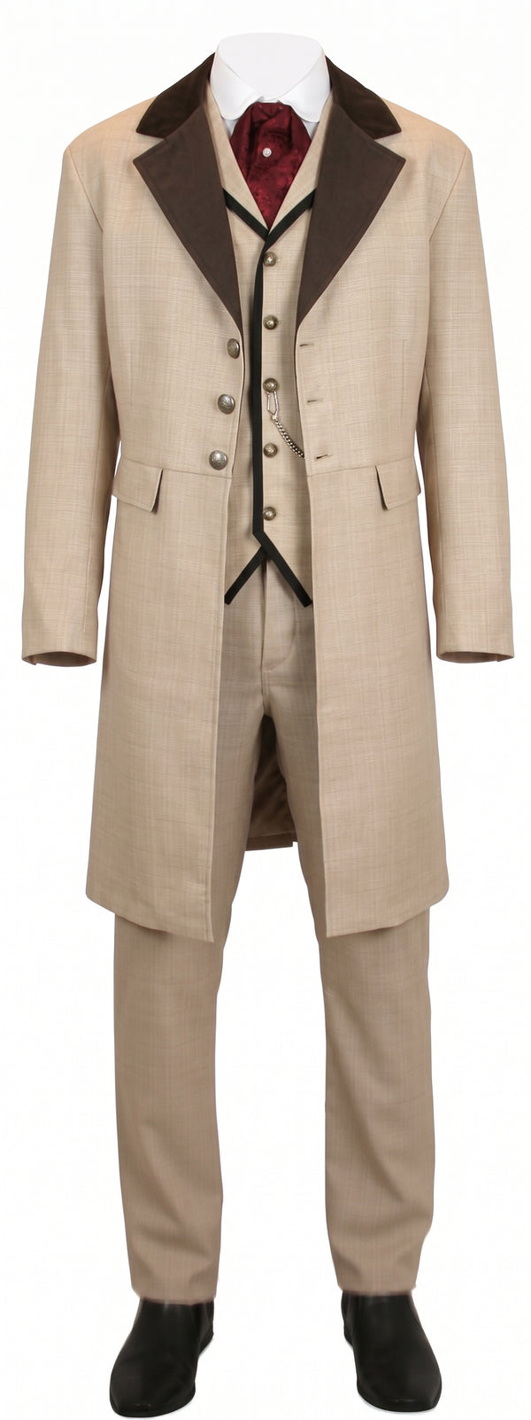 Wooster Three-Piece Frock Suit - Tan Plaid