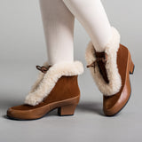 Alpen Retro Winter Booties - Brown/Ivory