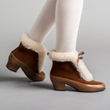 Alpen Retro Winter Booties - Brown/Ivory