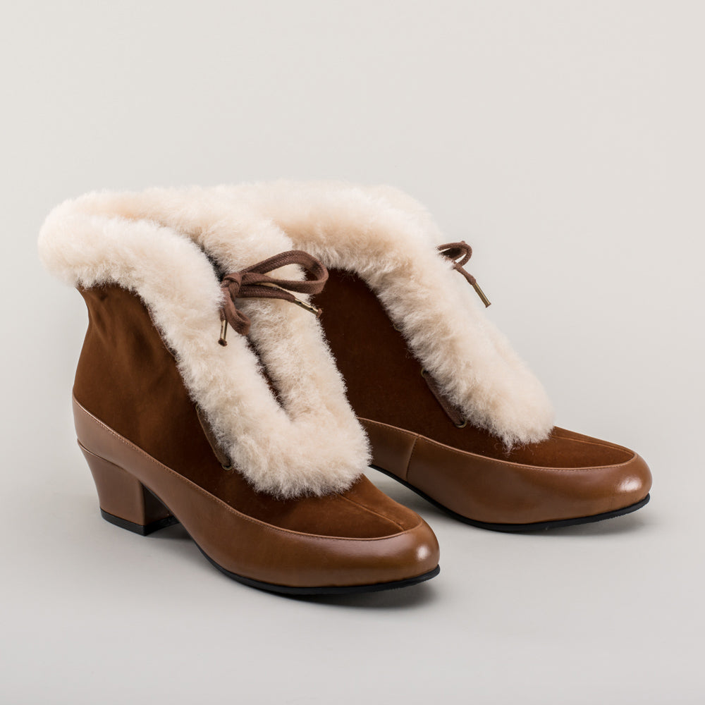 Alpen Retro Winter Booties - Brown/Ivory