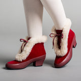 Alpen Retro Winter Booties - Oxblood/Ivory