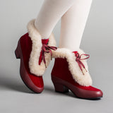 Alpen Retro Winter Booties - Oxblood/Ivory