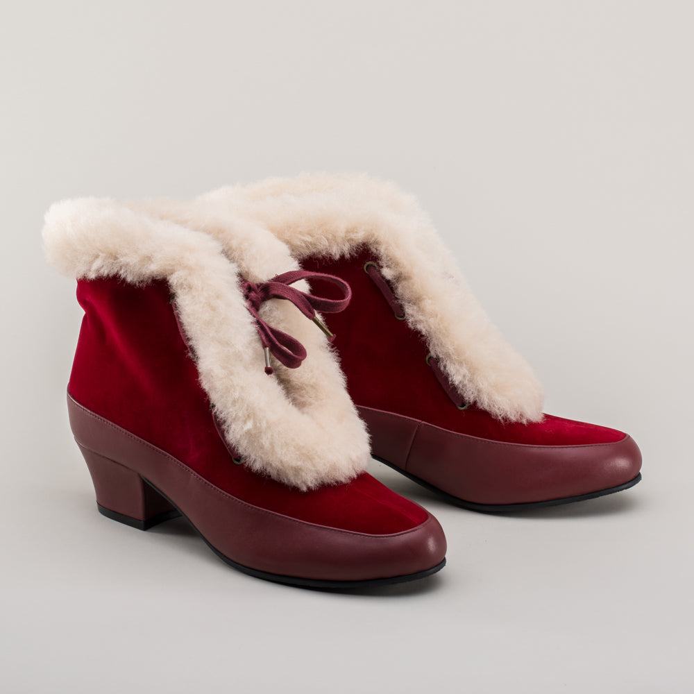 Alpen Retro Winter Booties - Oxblood/Ivory