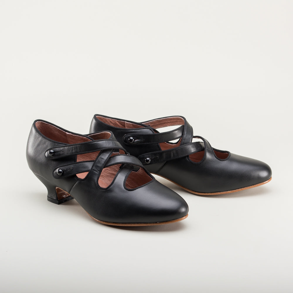 Astoria Edwardian Leather Shoes - Black