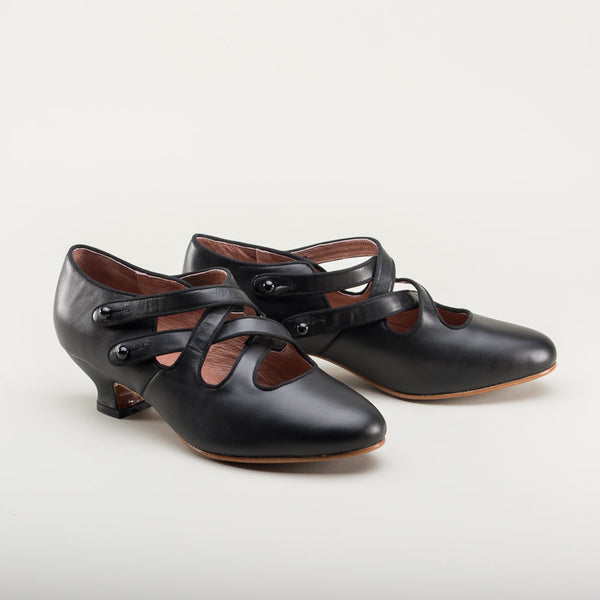 Astoria Edwardian Leather Shoes - Black