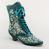Flora Women's Embroidered Boots (Emerald Green)
