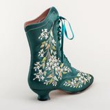 Flora Women's Embroidered Boots (Emerald Green)