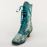 Flora Women's Embroidered Boots (Emerald Green)