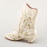 Flora Women's Embroidered Boots (Ivory)