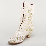 Flora Women's Embroidered Boots (Ivory)
