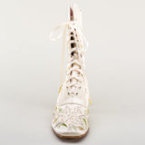 Flora Women's Embroidered Boots (Ivory)