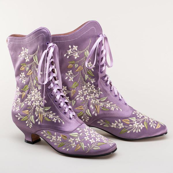 Flora Women's Embroidered Boots - Lavender