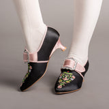 Primrose 18th Century Shoes (Black/Pink)