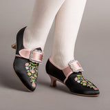 Primrose 18th Century Shoes (Black/Pink)
