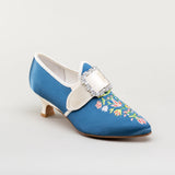 Primrose 18th Century Shoes - Blue/Ivory