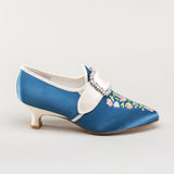 Primrose 18th Century Shoes - Blue/Ivory