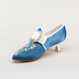 Primrose 18th Century Shoes - Blue/Ivory