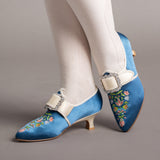 Primrose 18th Century Shoes - Blue/Ivory