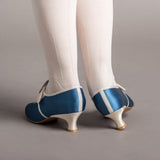 Primrose 18th Century Shoes - Blue/Ivory