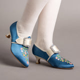 Primrose 18th Century Shoes - Blue/Ivory
