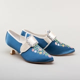 Primrose 18th Century Shoes - Blue/Ivory