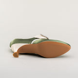 Primrose 18th Century Shoes - Green/Ivory