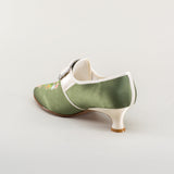 Primrose 18th Century Shoes - Green/Ivory