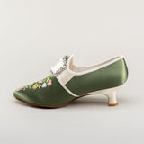 Primrose 18th Century Shoes - Green/Ivory