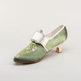 Primrose 18th Century Shoes - Green/Ivory