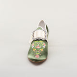 Primrose 18th Century Shoes - Green/Ivory