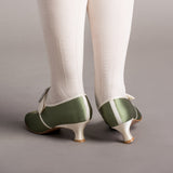 Primrose 18th Century Shoes - Green/Ivory