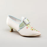 Primrose 18th Century Shoes (Ivory/Celadon Green)