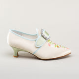 Primrose 18th Century Shoes (Ivory/Celadon Green)