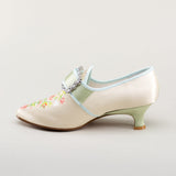 Primrose 18th Century Shoes (Ivory/Celadon Green)