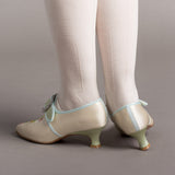 Primrose 18th Century Shoes (Ivory/Celadon Green)