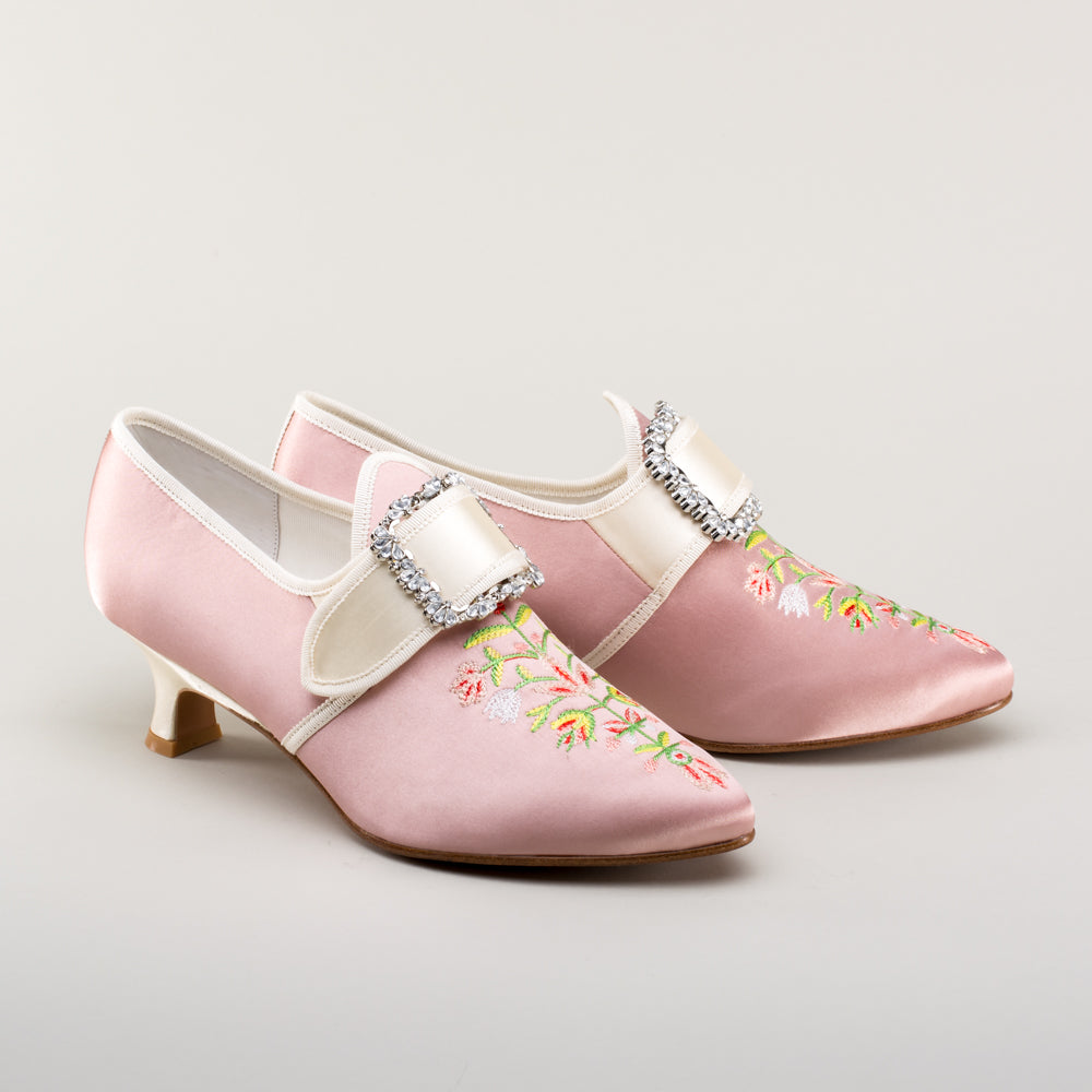Primrose 18th Century Shoes - Pink/Ivory