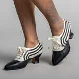 Bernadette Edwardian Oxfords - Ivory/Black