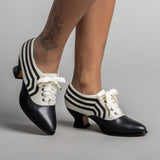Bernadette Edwardian Oxfords - Ivory/Black