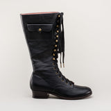 Bessie Vintage Aviator Boots - Black