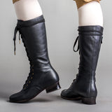 Bessie Vintage Aviator Boots - Black