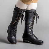 Bessie Vintage Aviator Boots - Black