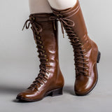 Bessie Vintage Aviator Boots - Brown