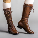Bessie Vintage Aviator Boots - Brown