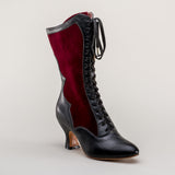 Camille Edwardian Boots (Burgundy/Black)