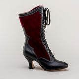 Camille Edwardian Boots (Burgundy/Black)