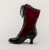 Camille Edwardian Boots (Burgundy/Black)